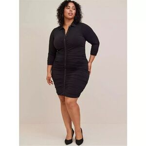 Torrid Black Studio Knit snap Front shirred Dress Size 2 18-20 NWT pin up goth